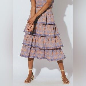 NWT Cleobella Lana Midi Skirt / Vine Block Print / Size Large